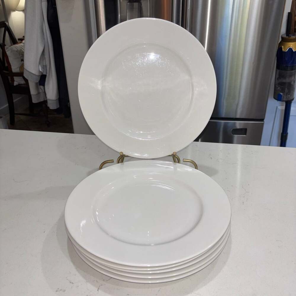 Pier 1 New Essentials Classic White Porcelain Dinner Plates (6)